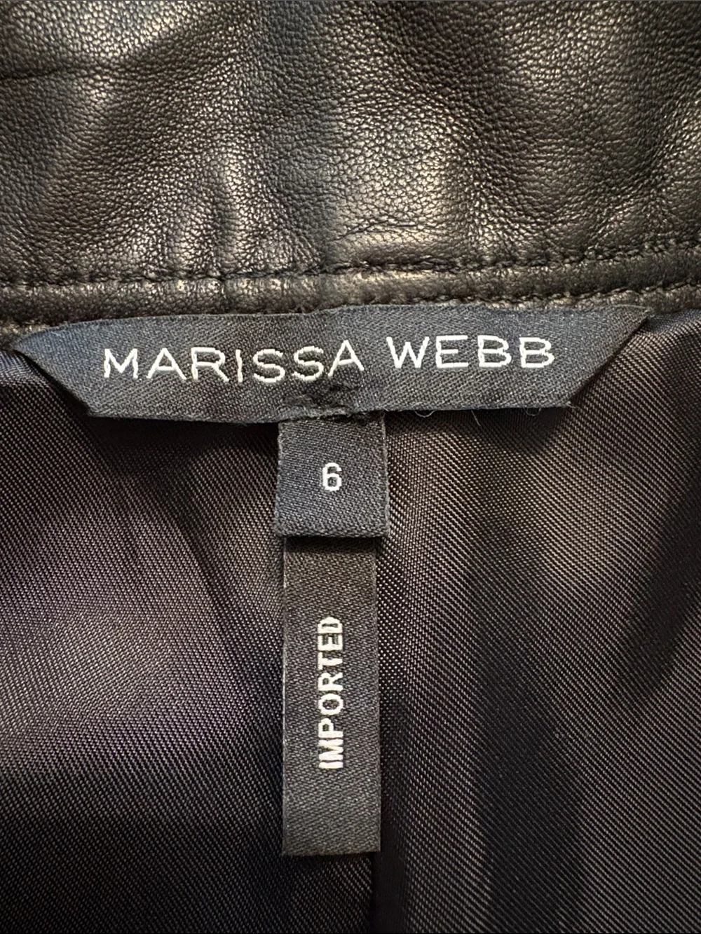 Marissa Webb Dixon Black Lamb Leather Paper Bag Shorts Size 6